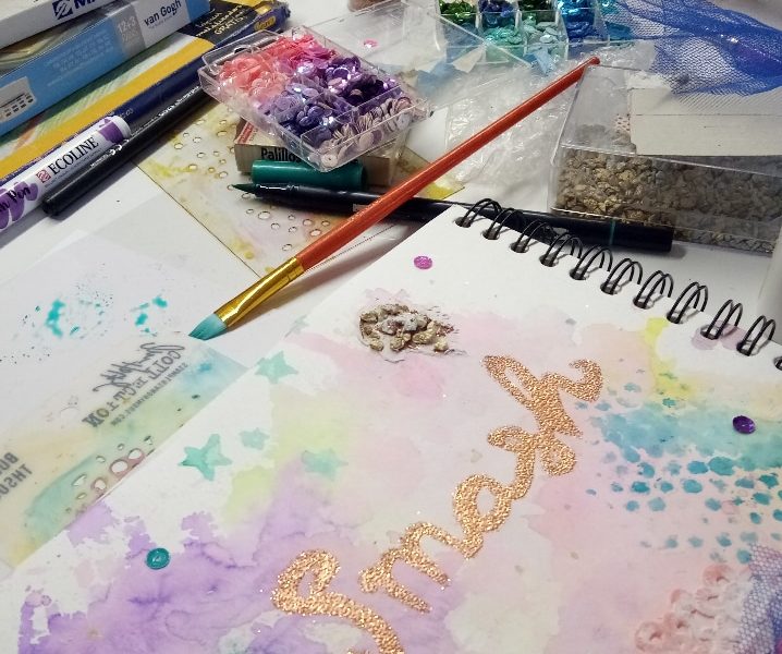 Taller mixed media lettering